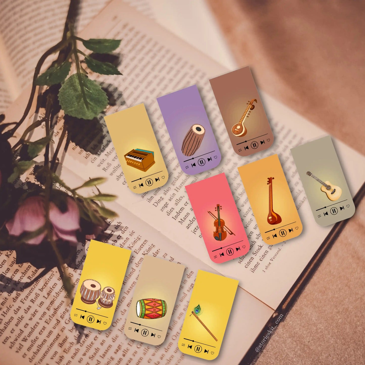 Music Instruments Magnetic Bookmarks (Set of 9)