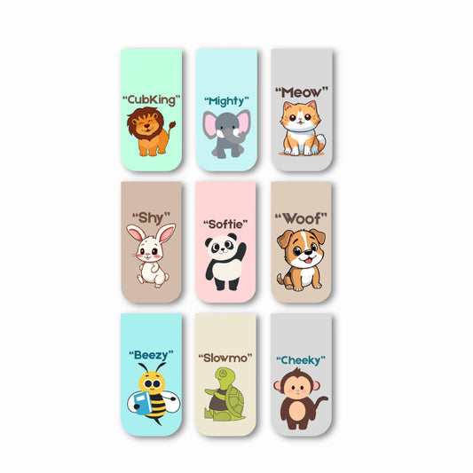 Cute Animal Magnetic Bookmarks (Set of 9)