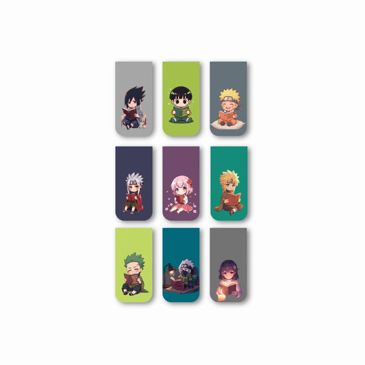 Chibi-Style Naruto Magnetic Bookmarks (Set of 9)