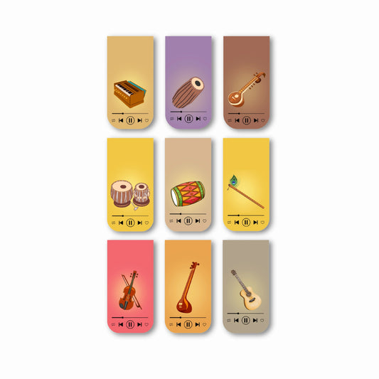 Music Instruments Magnetic Bookmarks (Set of 9)