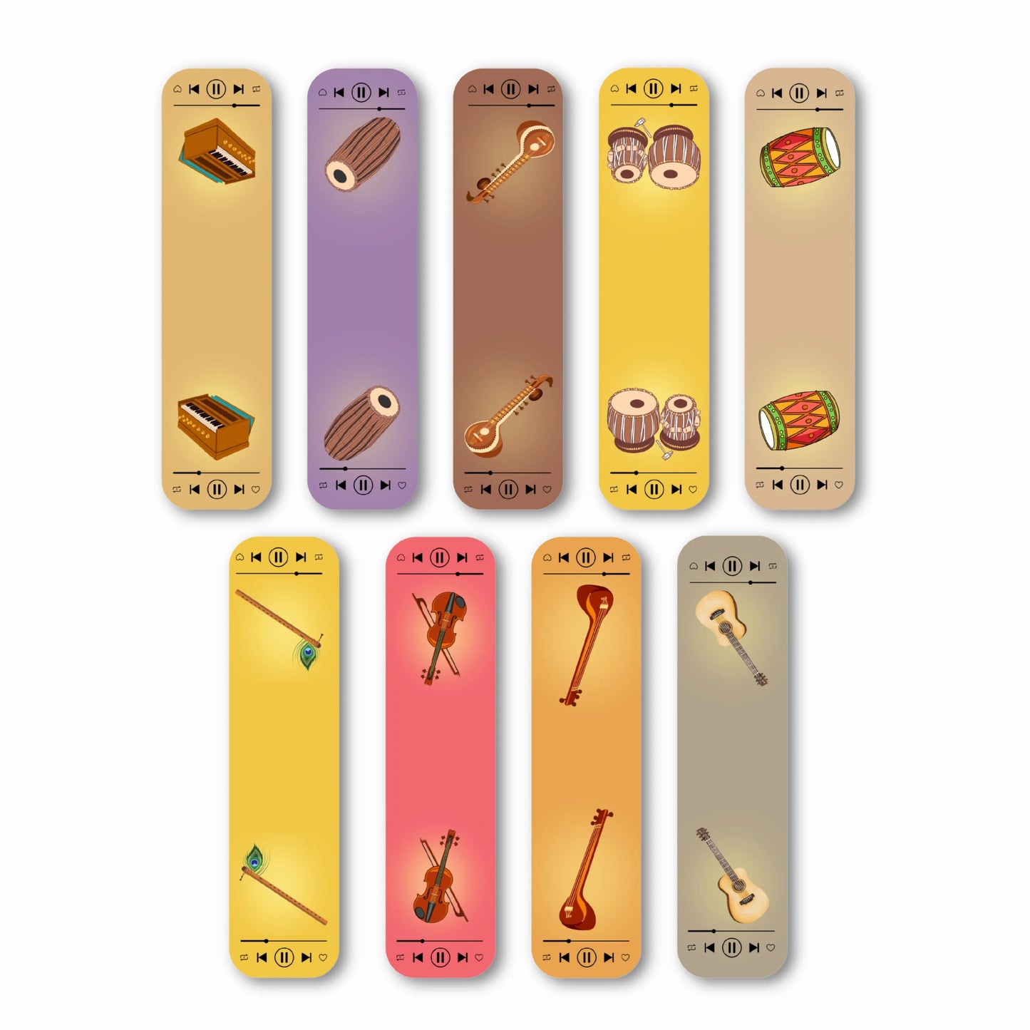 Music Instruments Magnetic Bookmarks (Set of 9)